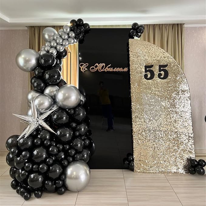 Black and Silver Balloon Garland Arch Kit - Image 6