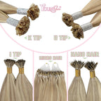YoungSee K Tip Hair Extensions Human Hair Blonde Highlight Ktip Human Hair Extensions Golden Blonde Highlight Long Hair 22in 50s/50g