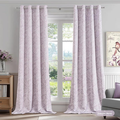 Beauoop Purple Floral Jacquard Blackout Curtains - Image 4