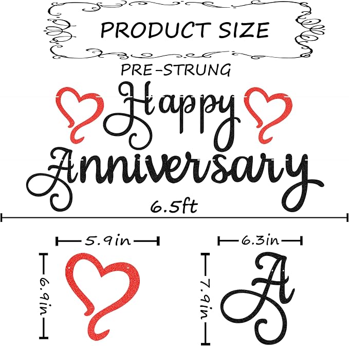 Pre-Strung Happy Anniversary Banner - Image 3