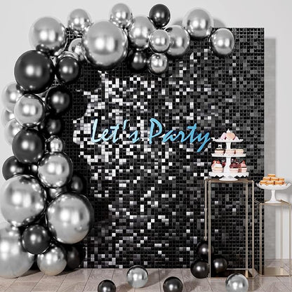 100pcs Black and Silver Balloons 12 Inch Metallic Silver and Black latex Party - Image 4