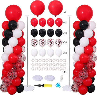 Red and Black White Balloon Column Stand Kit Set of 2 by KIRINDECORATION