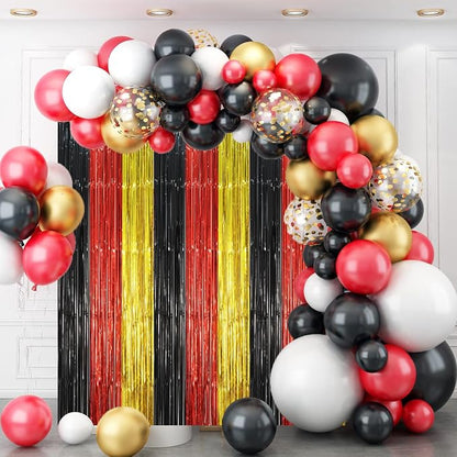 Voircoloria Red Black Gold Foil Fringe Backdrop Curtains, 2 Pack | Tinsel - Image 7