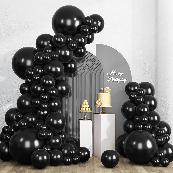 RUBFAC 135pcs Black Balloons Different Sizes 18 12 10 5 Inch by RUBFAC