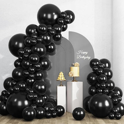 RUBFAC 135pcs Black Balloons Different Sizes 18 12 10 5 Inch by RUBFAC