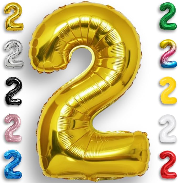 Gold Number Balloon 2 Mylar Foil Balloons 16 inch by Unknown