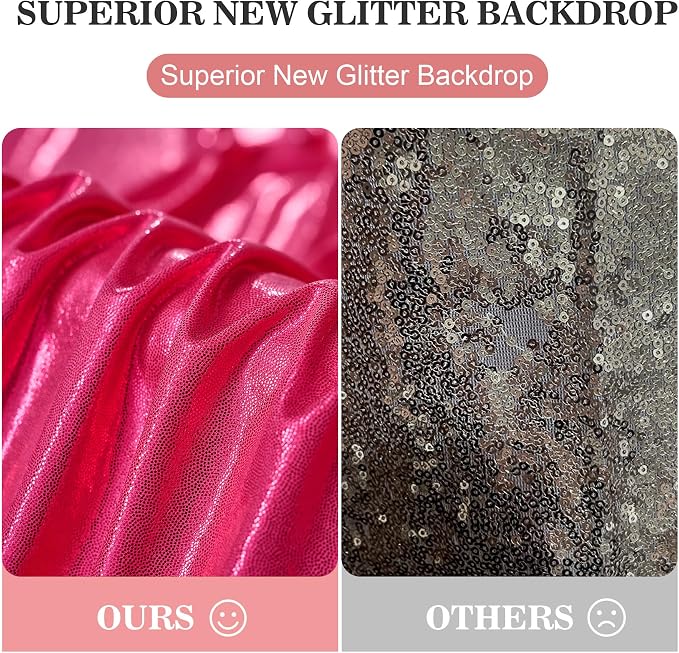 20x10ft Thick Hot Pink Glitter Backdrop Curtain Panels - Image 5