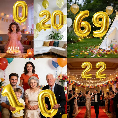 40 Inch Number 69 Balloons for 69th Birthday Party Decorations, 0-100 Gold - Image 7
