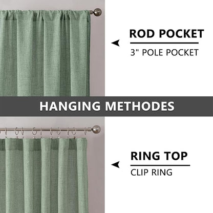 Tollpiz Short Linen Curtain Bedroom Rod Pocket Semi Sheer Curtains Burlap Light - Image 5