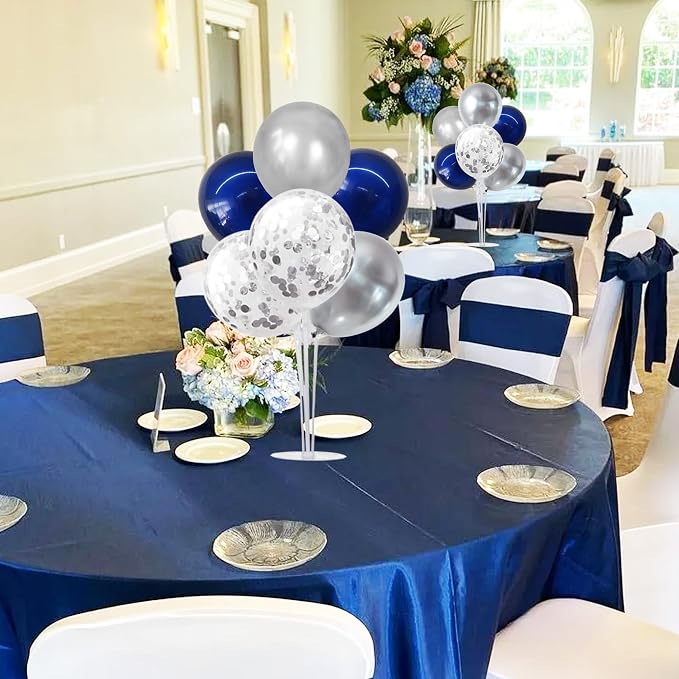 TONIFUL 6 Set Navy Blue Silver Balloon Stand Balloon Centerpieces - Image 8
