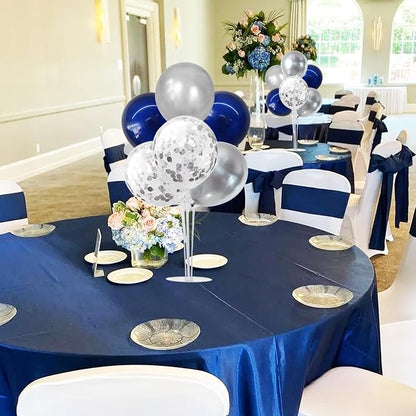 TONIFUL 6 Set Navy Blue Silver Balloon Stand Balloon Centerpieces - Image 8