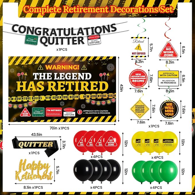 Retirement Party Decorations for Coworker, Funny Warning Theme Happy Retirement - Image 4