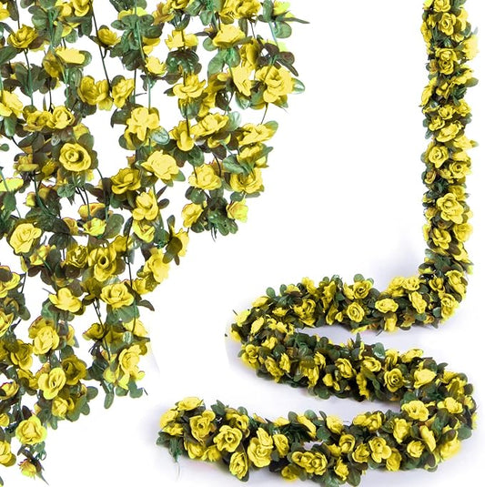 Artificial Flower Garland 8pcs 8.2ft Rose Vine Decor, Hanging Faux Roses String by PONKING