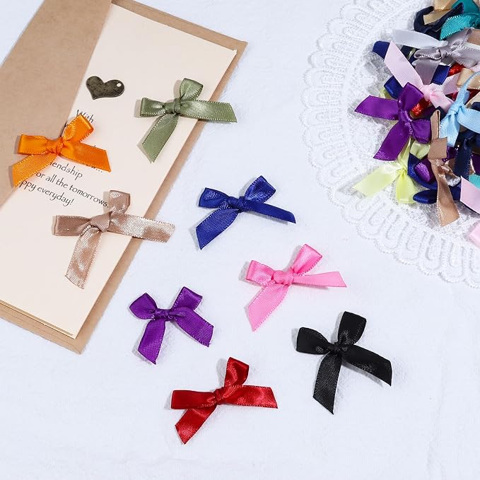 Mixed Mini Bows 1.57" 100PCS Small Satin Ribbon Bows - Image 4