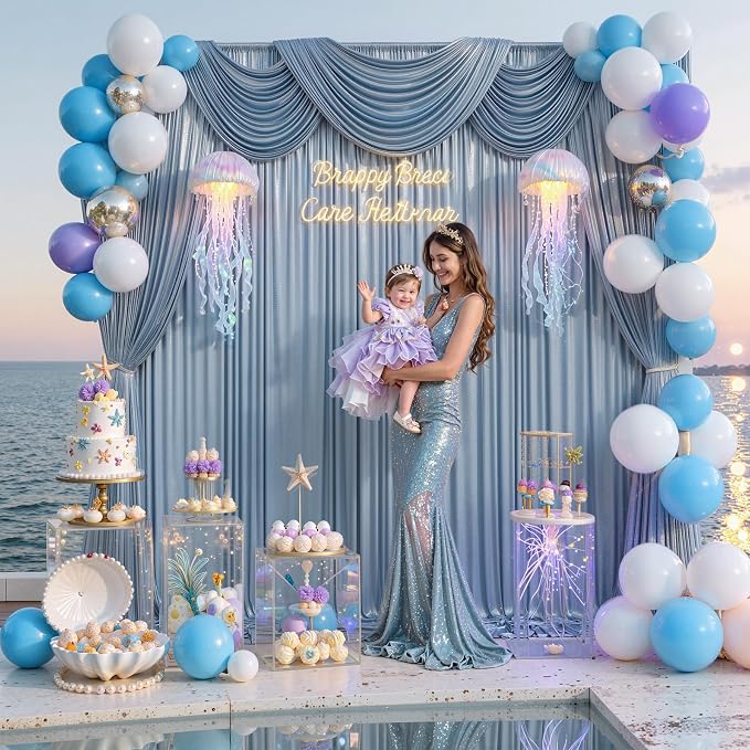 10x10FT Baby Blue Sequin Backdrop Curtain - Image 4