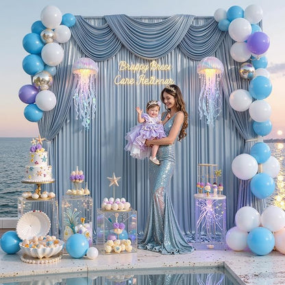20x10FT Baby Blue Sequin Backdrop Curtain - Image 4