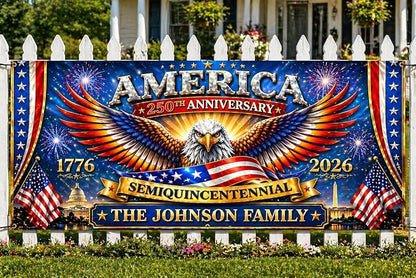 Personalized 250 Years of Freedom USA Banner 1776-2026, Patriotic American - Image 2