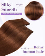 LaaVoo Tape in Extensions Human Hair Auburn Brown Hair Extensions Tape in Seamless Tape on Hair Extension Soft Hair 16inch 40pcs 100g