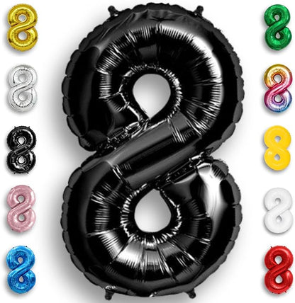 Black Number Balloon 8 Mylar Foil Balloons 16 inch Small by Unknown