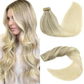 GOO GOO Tape in Hair Extensions Human Hair, 17/22/60 Ash Blonde to Golden Blonde and Platinum Blonde, 20inch 50g 20pcs, Skin Weft Seamless Invisible, Silky Straight with Thick Ends, Remy Human Hair