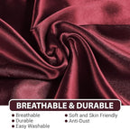 Satin Silk Pillowcase for Hair and Skin, Black Pillow Cases Standard Size Set of 4 Pack Super Soft Pillow Case with Zipper Closure (Burgundy, Standard(4 Pack))