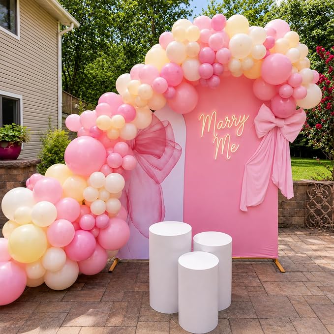 Pink and Yellow Balloons, 12 Inch Blush Pastel Baby Pink Light Yellow and Ivory - Image 5