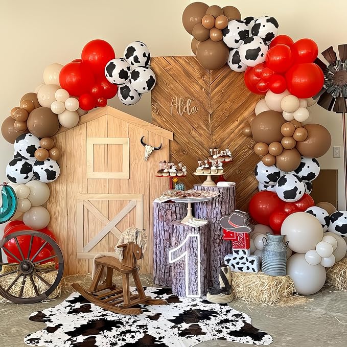 Western Cowgirl Balloons Rodeo 60 Pcs Red Dark Brown Tan Coffee Beige Nude - Image 3