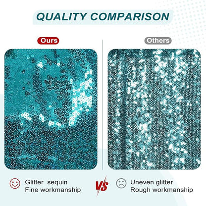 PartyDelight Teal Sequin Backdrop 10x10ft Sparkly Photo Curtain | 4 Inch Rod - Image 4