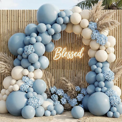 RUBFAC 135pcs Dusty Blue Balloons, Haze Blue Latex Balloon Different Sizes 18 - Image 7