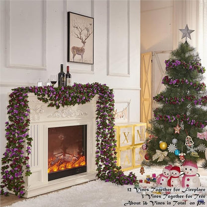 Artificial Flower Garland 8pcs 8.2ft Rose Vine Decor, Hanging Faux Roses String - Image 3
