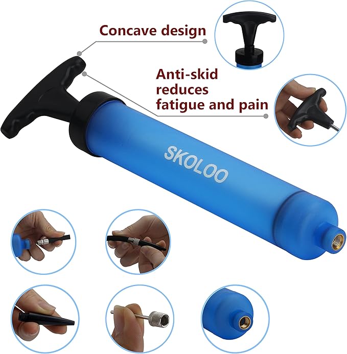 SKOLOO 10" Portable Hand Air Ball Pump Inflator Kit - Image 2