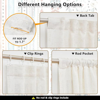 MYSKY HOME Living Room Curtains 72 inch Long 2 Panels Set Boho Semi Sheer Faux - Image 5