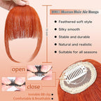 NAYOO Bangs Hair Clip in Bangs 100% Real Human Hair Extensions Wispy Bangs Clip on Air Bangs for Women Hairpieces Curved Bangs (Copper Red, Wispy Bangs)