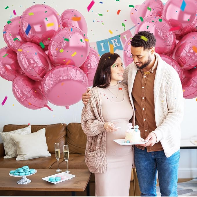 20PCS 18 Inch Round Foil Balloon, Light Pink Round Shape Foil Aluminum Balloons - Image 5