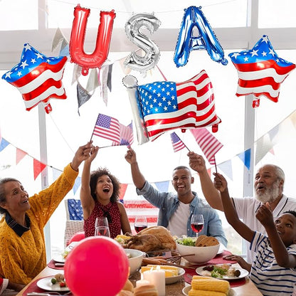4th of July Decorations USA Letter Balloons Red Silver Blue - Image 6