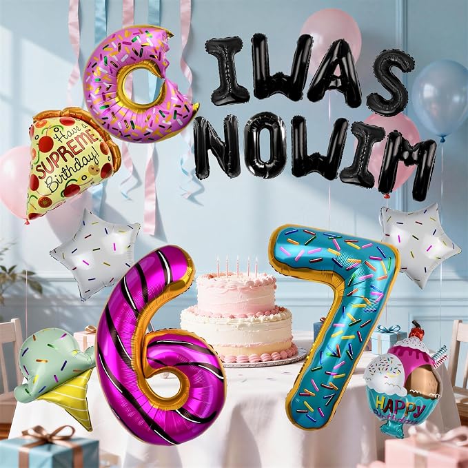 6 7 Birthday Decorations Balloon Set | Number 6 7 Foil Balloons - Image 3