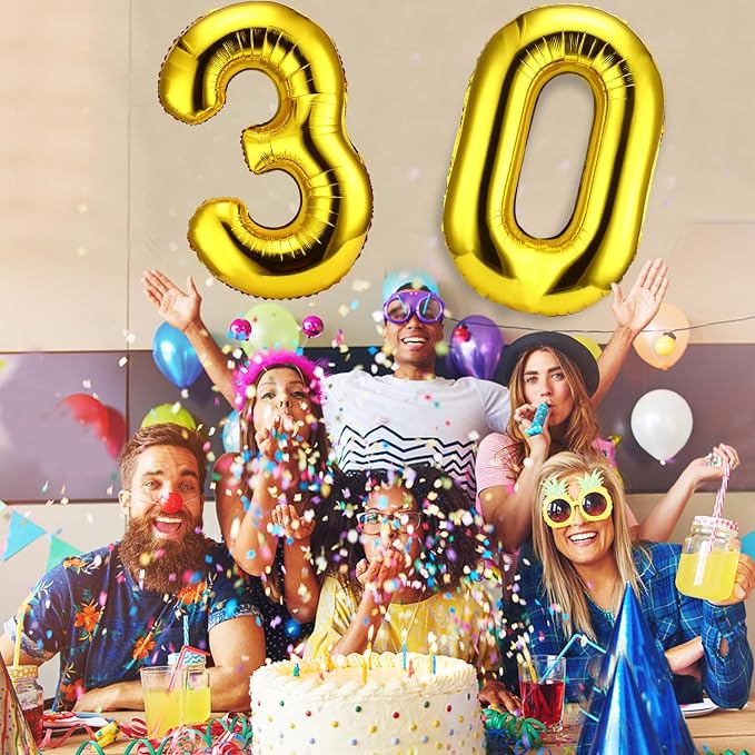 Gejoy 40 Inch Number 30 Balloons Jumbo 30 Foil Giant Number 30 Balloons - Image 5