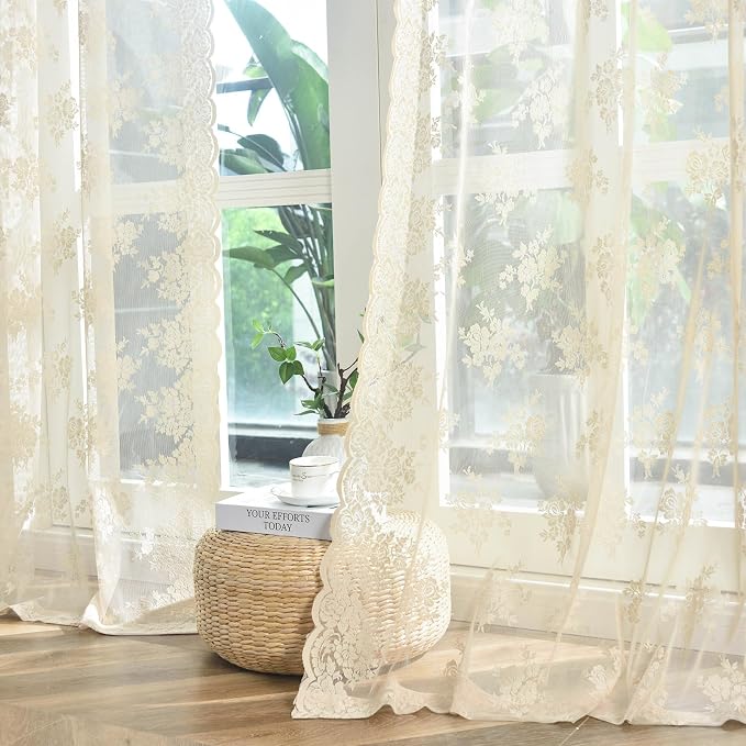 Kotile Vintage Beige Lace Curtains by Kotile+Curtains