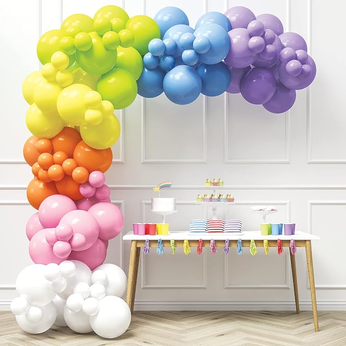 HOUSE OF PARTY Pastel Rainbow Balloons-140 Pcs, Pastel Color Balloons | Pastel by HouseOfParty