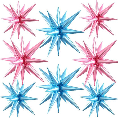 Blue Pink Star Balloons, 22/27 Inch Light Blue and Pink Foil Star Balloons by Paready