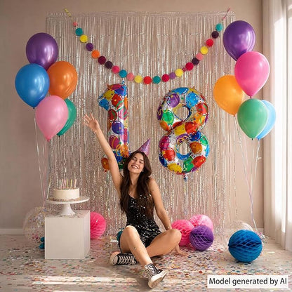 40 Inch Rainbow Balloon Number 18 Balloons, 18th Birthday Party Supplies | - Image 2