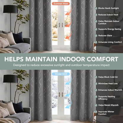 Deconovo 100% Blackout Living Room Curtains 63 Inches Long, Thermal Insulated - Image 5