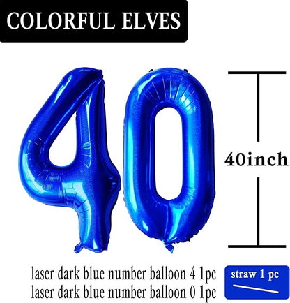 Laser Navy Blue Number 40 Balloons 40 Inch Giant Number Dark Blue 40 Foil Mylar - Image 2