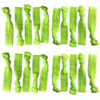 Kenz Laurenz Hair Ties Ponytail Holder Set No Crease Ribbon Bands - 20 Count - Neon Green