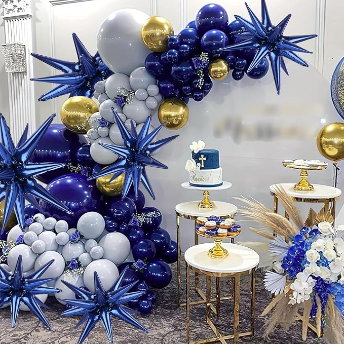 8 Pcs Navy Blue Star Balloons, 27/22 inch Explosion Foil Balloons - Image 7