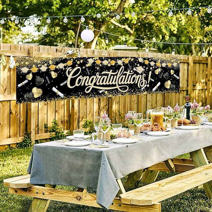 Congratulations Decorations 2026 Banner Graduation Backdrop Class of 2026 Black - Image 4