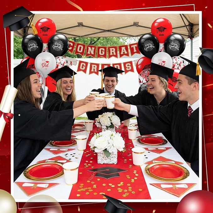 Kasyat 4 Set Red and Black Graduation Balloons Stand High 53 Inch Class of 2026 - Image 6