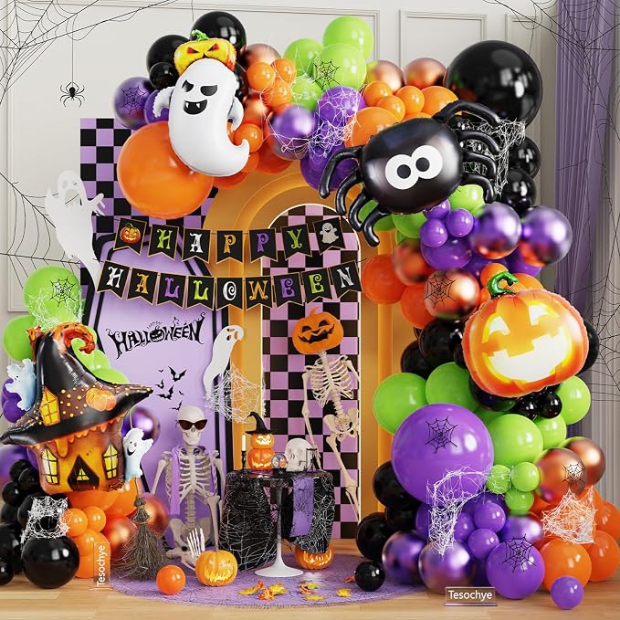 Tesochye 161pcs Halloween Balloon Garland Kit by Tesochye