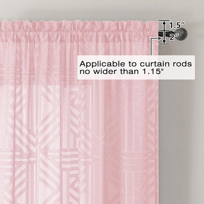 Simplebrand Blush Semi Sheer Curtains 96 Inches Long 2 Panels, Light Filtering - Image 4