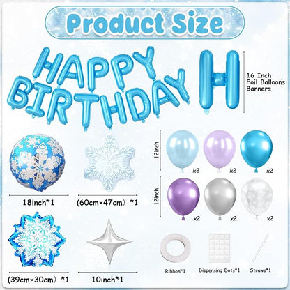29PC Blue Winter Happy Birthday Balloon Banner, 16Inch 3D Aluminum Letter - Image 2